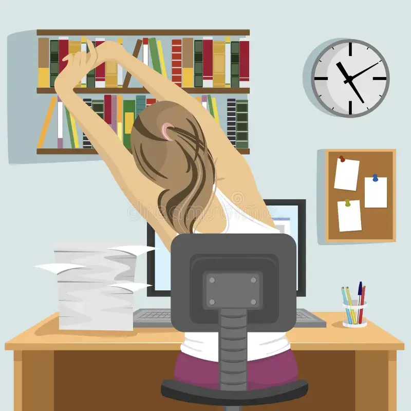 Illustration showing gentle desk stretching