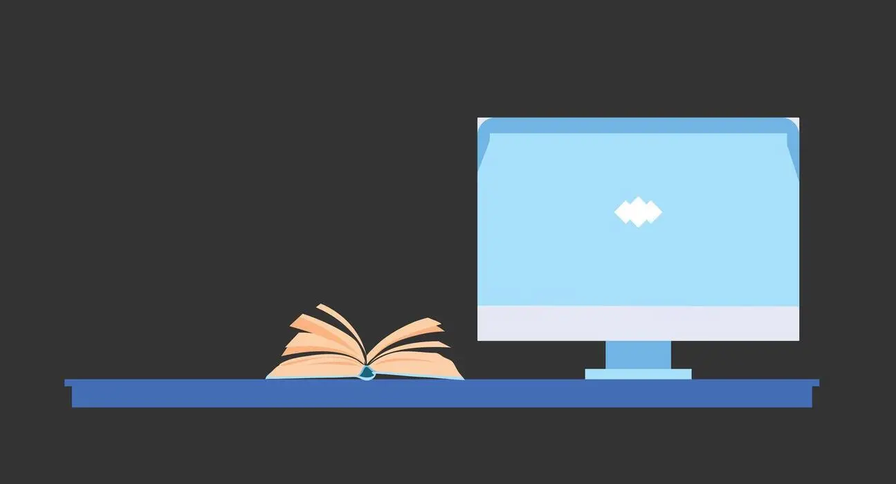Illustration of a tidy ergonomic desk setup